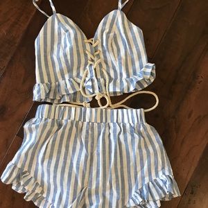 Striped 2 piece shorts and top